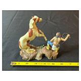 Collectible Figurines - Franklin Mint Native American Heritage Foundation Apache/Mustang (Lot of 2)