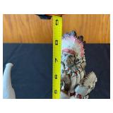 Native American Figurines - Numbered Russ The First Americans Counting Group & Decorative Buffalo Head Pipe (Lot of 2)