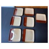 Square Dinner Plates - Sango Eclipse Brown 4976 (Lot of 7)