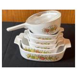 Corning Ware Bakeware -  Nesting "Spice of Life" Dish Set & Sauce Pan (Lot of 6)