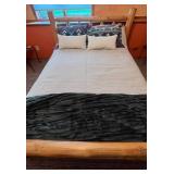 Queen Log Bed Frame With Ther-A-Pedic Mattress - Linens/Comforter Inc