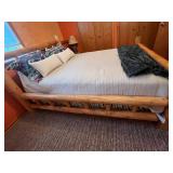 Queen Log Bed Frame With Ther-A-Pedic Mattress - Linens/Comforter Inc