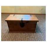 Antique Wooden Blanket Chest With Blankets