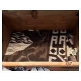 Antique Wooden Blanket Chest With Blankets