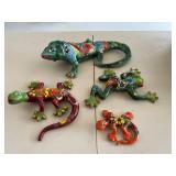 Unique Ceramic Geckos/Lizard Wall Art Hand Painted F. Torres (Lot of 4)