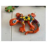 Unique Ceramic Geckos/Lizard Wall Art Hand Painted F. Torres (Lot of 4)