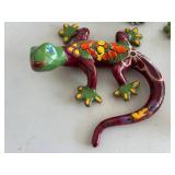 Unique Ceramic Geckos/Lizard Wall Art Hand Painted F. Torres (Lot of 4)