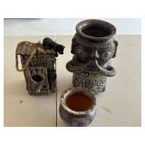 Decorative Pottery Vases - Marujaldo Signed Set of 2 & Decorative Bird House