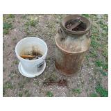 Milk Can, Garden Tools & Rusty Hardware Mixed Lot