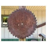 Saw Blade Yard Art - Pair of Mounted Decorative Blades (Lot of 2)