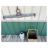 Primitive Farm Decor - Milk Can, Wooden Tote, Hanging Yoke & Lid