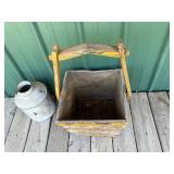 Primitive Farm Decor - Milk Can, Wooden Tote, Hanging Yoke & Lid