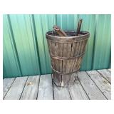 Horse Harness Collars & Wooden Bushel Basket Mixed Lot
