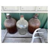 Primitive Decor Mixed Lot - Wooden Crates, Glass Jugs, Antlers & Metal Can