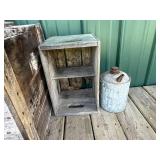 Primitive Decor Mixed Lot - Wooden Crates, Glass Jugs, Antlers & Metal Can