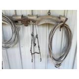 Horse Harness Tack Set With Wooden Yoke Display
