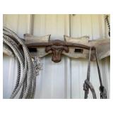 Horse Harness Tack Set With Wooden Yoke Display