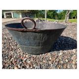Large Copper Cauldron - Riveted Vessel With Ring Handles