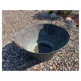 Large Copper Cauldron - Riveted Vessel With Ring Handles
