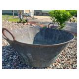 Large Copper Cauldron - Riveted Vessel With Ring Handles