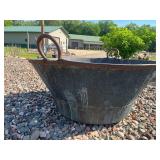 Large Copper Cauldron - Riveted Vessel With Ring Handles