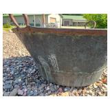 Large Copper Cauldron - Riveted Vessel With Ring Handles