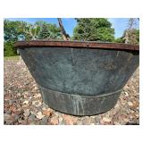 Large Copper Cauldron - Riveted Vessel With Ring Handles