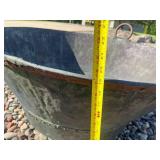 Large Copper Cauldron - Riveted Vessel With Ring Handles