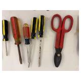Hand Tools Mixed Lot - Screwdrivers, Snips, Pliers, Files & Brush