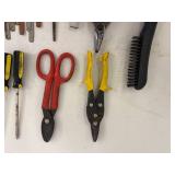 Hand Tools Mixed Lot - Screwdrivers, Snips, Pliers, Files & Brush