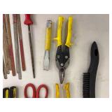 Hand Tools Mixed Lot - Screwdrivers, Snips, Pliers, Files & Brush