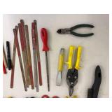 Hand Tools Mixed Lot - Screwdrivers, Snips, Pliers, Files & Brush