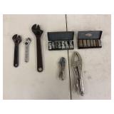 Hand Tools Mixed Lot - Craftsman Wrenches, Locking Pliers & Socket Sets