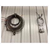 Wire Rope Cables - Coiled Steel Cable Assemblies With Hooks (Lot of 2)