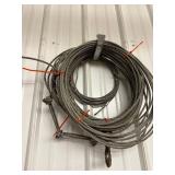 Wire Rope Cables - Coiled Steel Cable Assemblies With Hooks (Lot of 2)