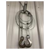 Wire Rope Cables - Coiled Steel Cable Assemblies With Hooks (Lot of 2)