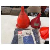 Shop Supplies Mixed Lot - 3 Funnels, Tarp & LockNLube - content quantities unverified