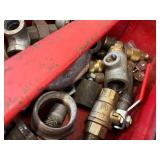 Tool Box & Pipe Fittings Mixed Lot - Assorted Steel, Brass & Cast Fittings