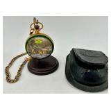 John Deere Pocket Watch With Stand & Pouch