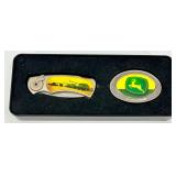 Decorative Folding Pocket Knife & Belt Buckle Set in Tin Case