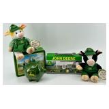 John Deere & Mary Moo Moos Mixed Lot Plush, Lunch Boxes & Piggy Bank