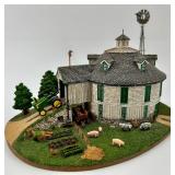 The Danbury Mint Round Barn Sculpture Set D8955 & Small Barn with Tractor