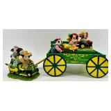 Enesco Mary Moo Moos John Deere Figurines lot of 3 with Display Wagon