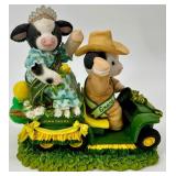 Enesco Mary Moo Moos John Deere Figurines lot of 3 with Display Wagon