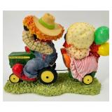 Enesco Mary Moo Moos John Deere Figurines lot of 3 with Display Wagon
