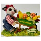 Enesco Mary Moo Moos John Deere Figurines lot of 3 with Display Wagon