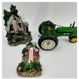 John Deere Farm Decor Thermometer & Tractor Clock Mixed Lot