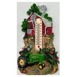 John Deere Farm Decor Thermometer & Tractor Clock Mixed Lot