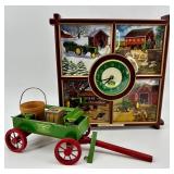 John Deere Clock & Decorative Wagon Set