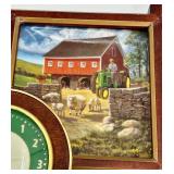 John Deere Clock & Decorative Wagon Set